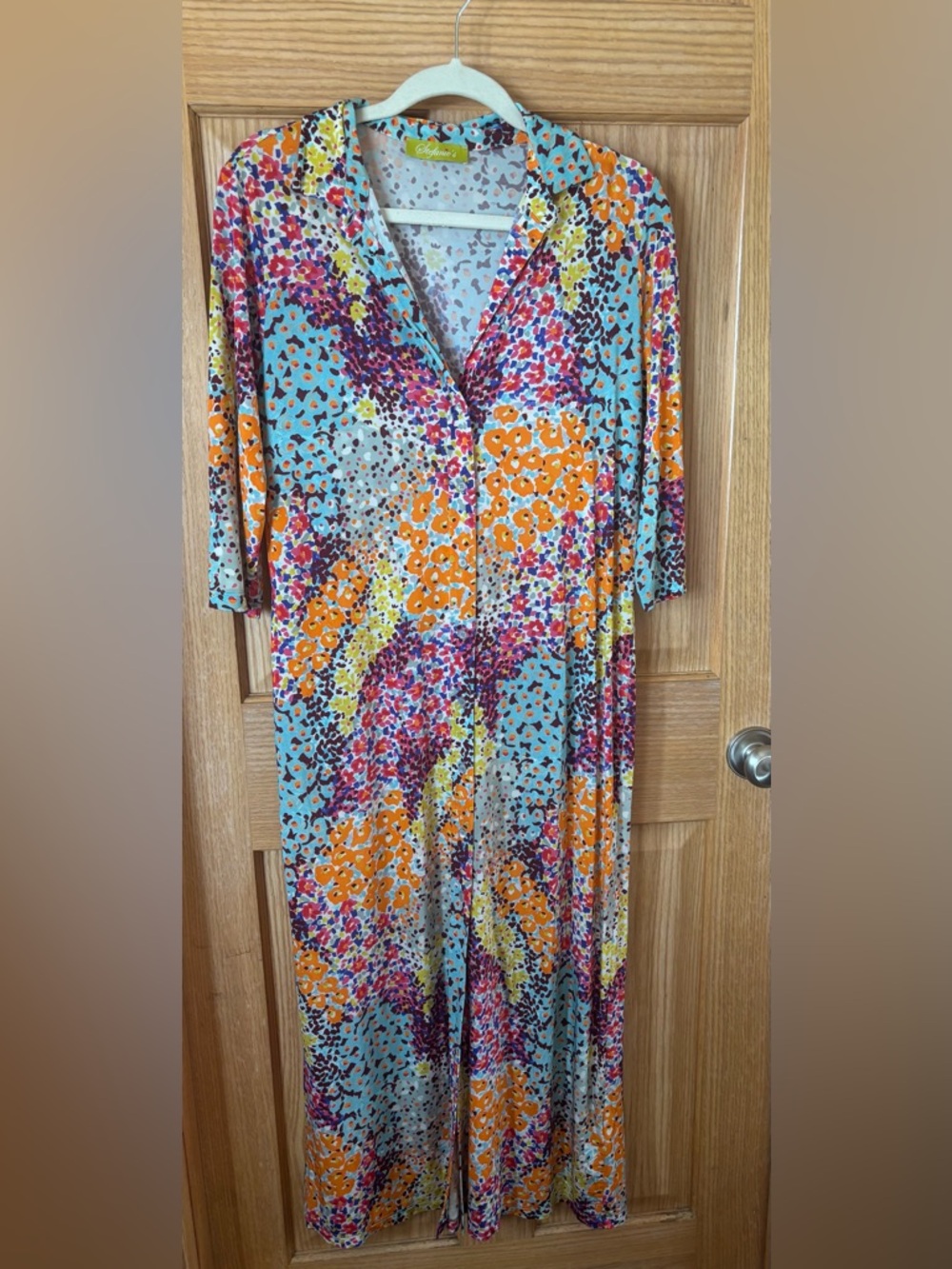 #45 Stefanie Viscose Floral Button Down Maxi Dress / Long Cardigan 21-22” PTP